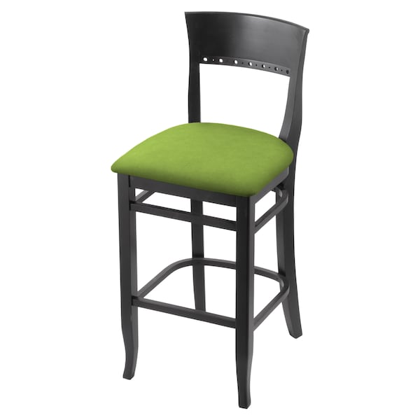 25" Counter Stool, Black Finish, Canter Kiwi Green Seat